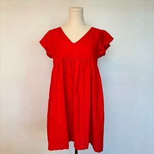 Emma Knudsen Red Flutter Sleeve Swing Dress